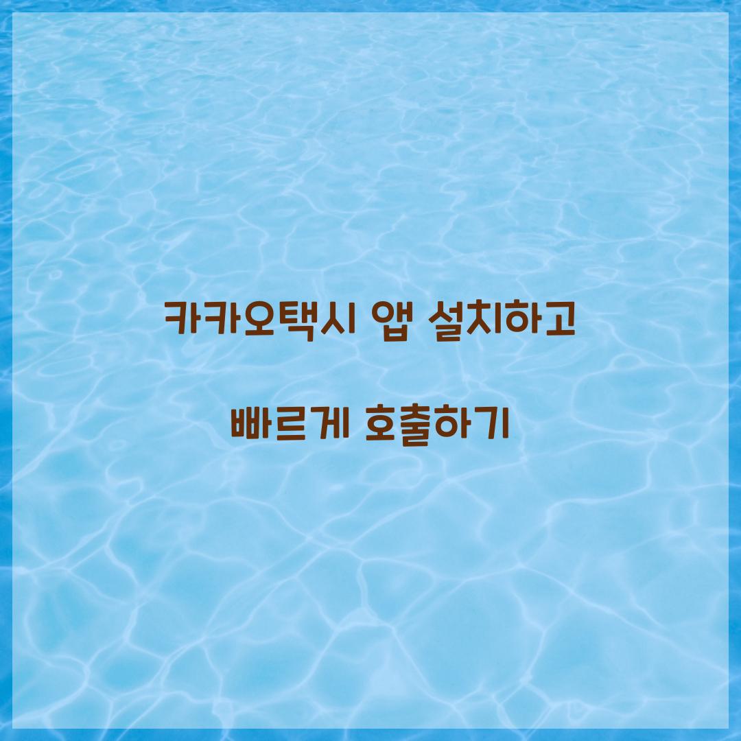 카카오택시 앱 설치