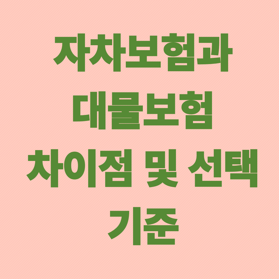 자차보험과 대물보험 차이점 및 선택 기준