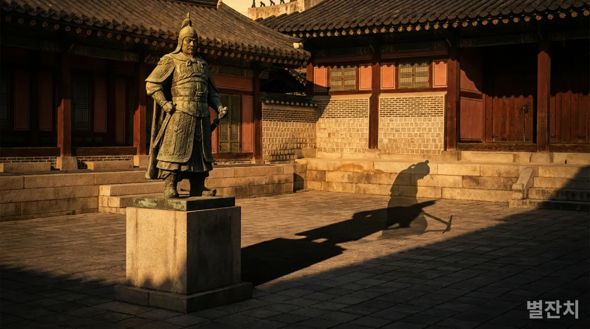 대중적 이미지 인물의 영웅상 뒤에 드리워진 그림자를 표현한 이미지