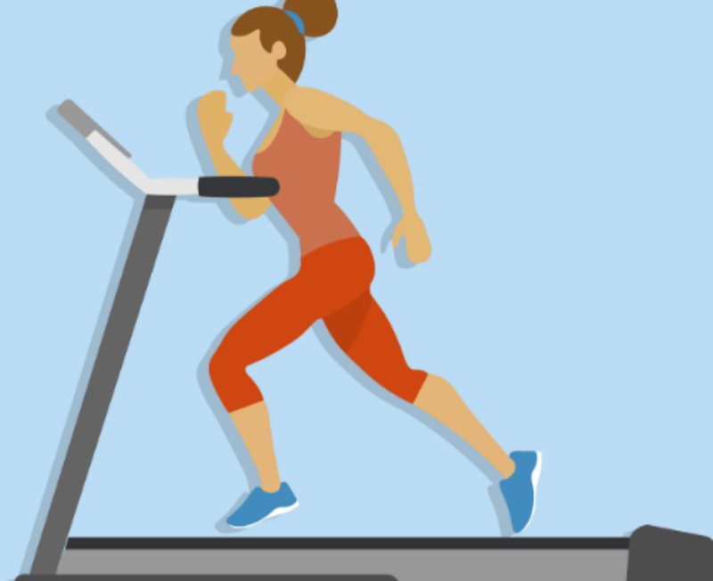 런닝 머신에서 운동하고 있는 여자 그림