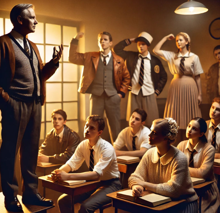 영화 죽은 시인의 사회 관련한 AI 이미지 첨부