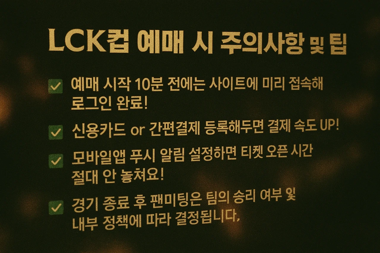 예매 시 주의사항 및 팁
