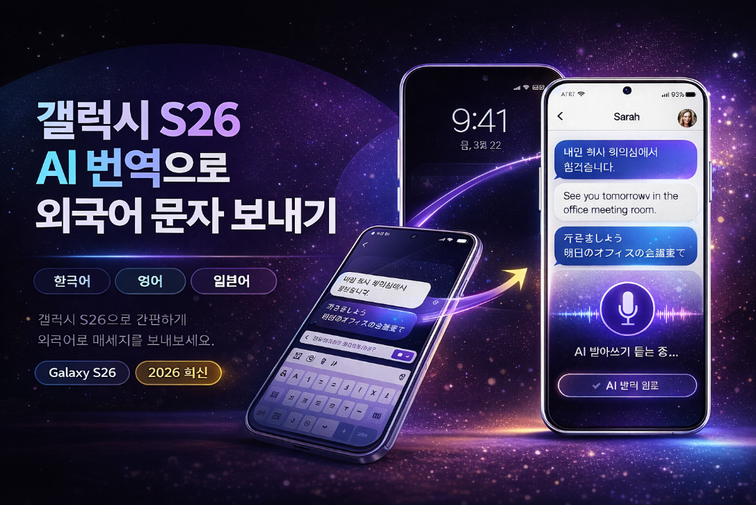 갤럭시 S26 AI 번역으로 외국어 문자 보내는 방법 설명 이미지