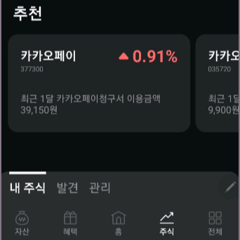카카오페이 주식 추천 종목 확인