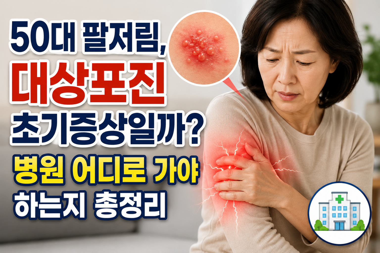 50대 팔저림, 대상포진 초기증상일까? 병원 어디로 가야 하는지 총정리 관련 사진
