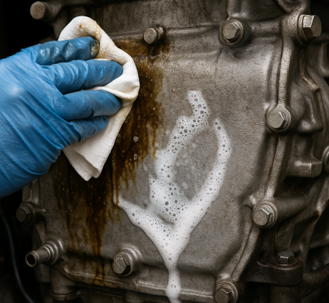 엔진 외부 윤활유 세척