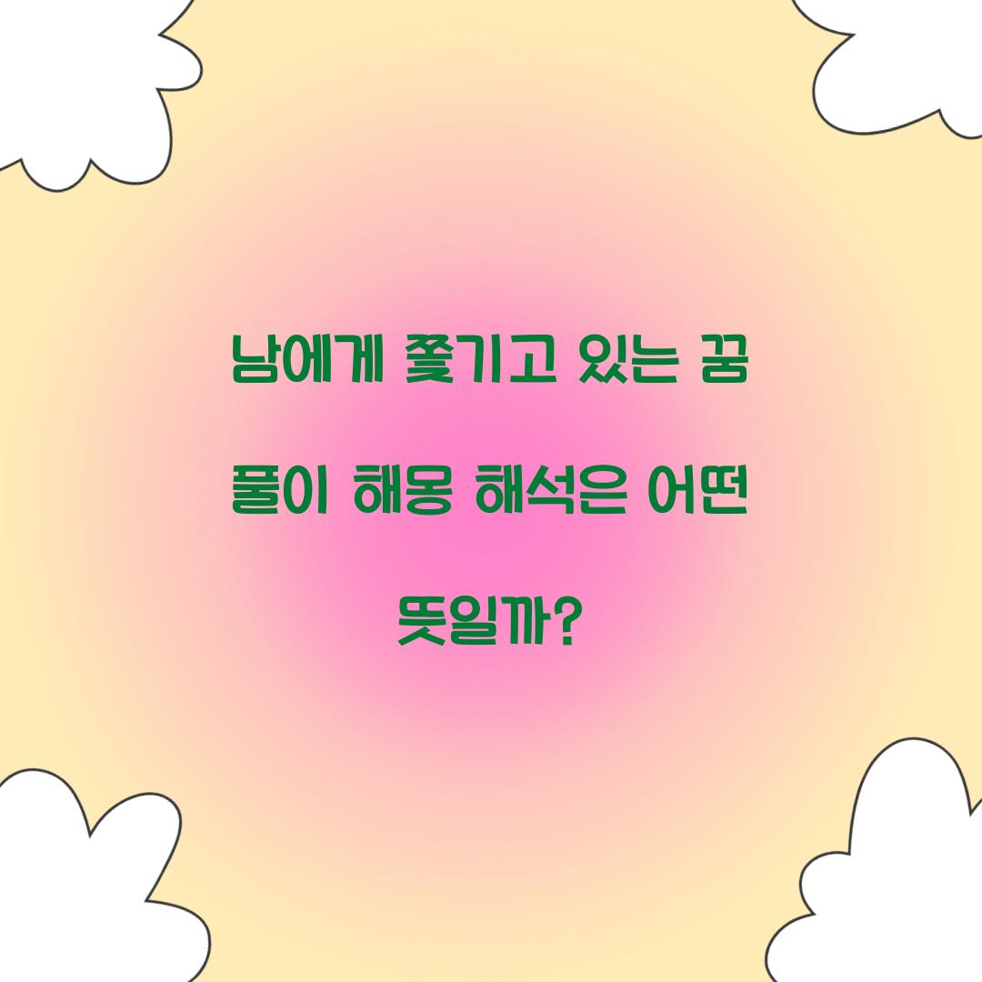 남에게 쫓기고 있는 꿈 풀이 해몽 해석