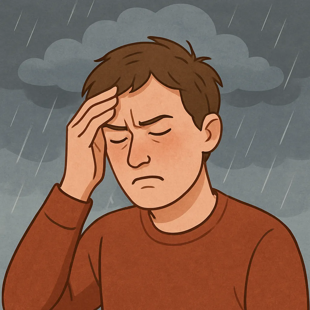 비-오기-전-두통을-겪는-사람을-표현한-일러스트