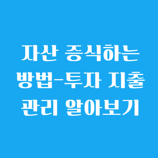자산 증식하는 방법-투자 지출 관리 알아보기