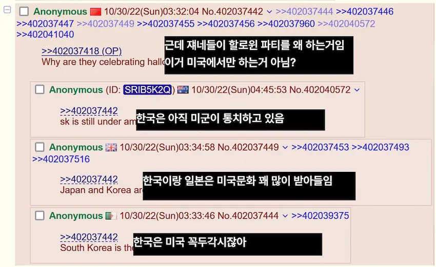 할로윈 이태원 압사 사고 미국 4chan 미국인 반응