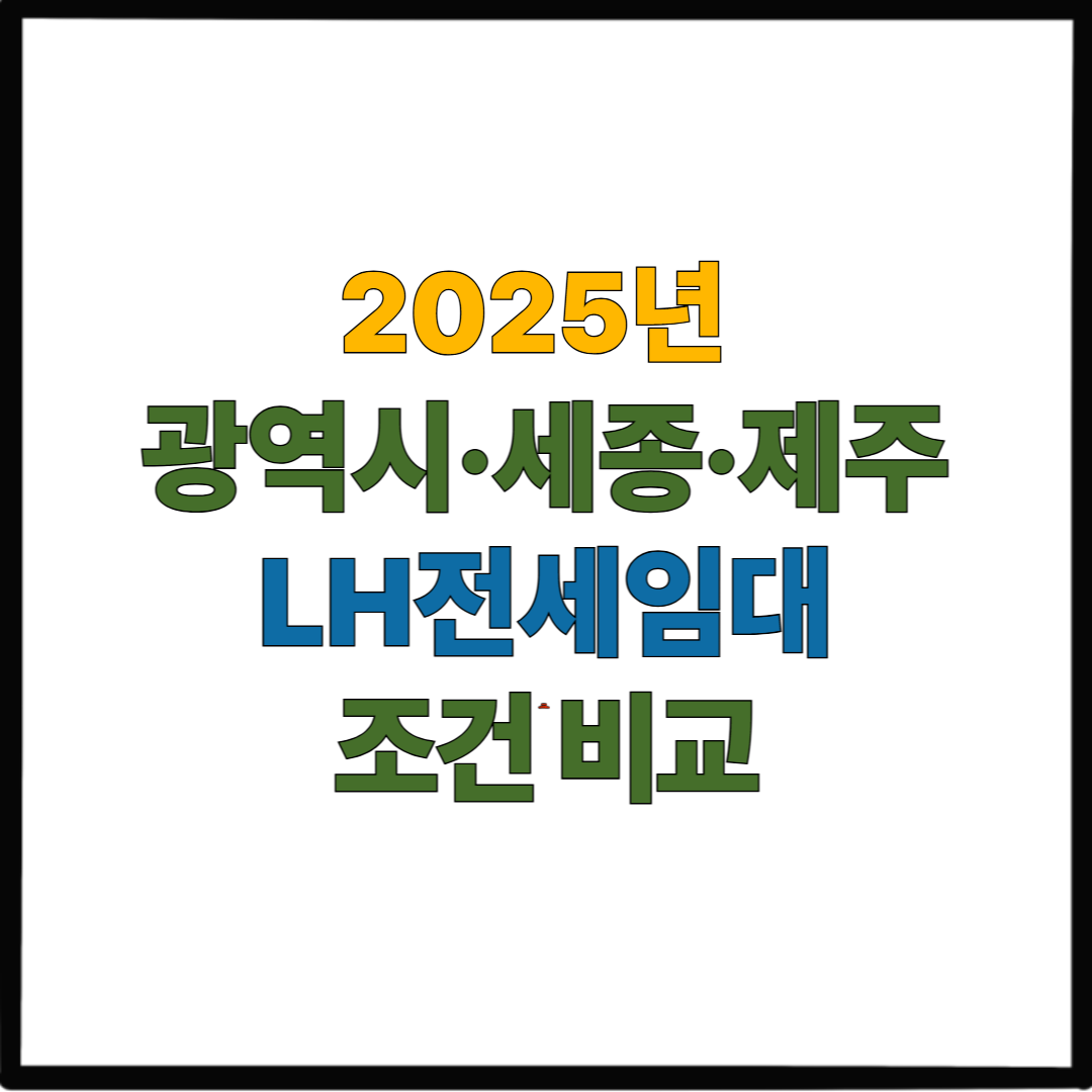 2025년 광역시&middot;세종&middot;제주 LH전세임대 조건 비교