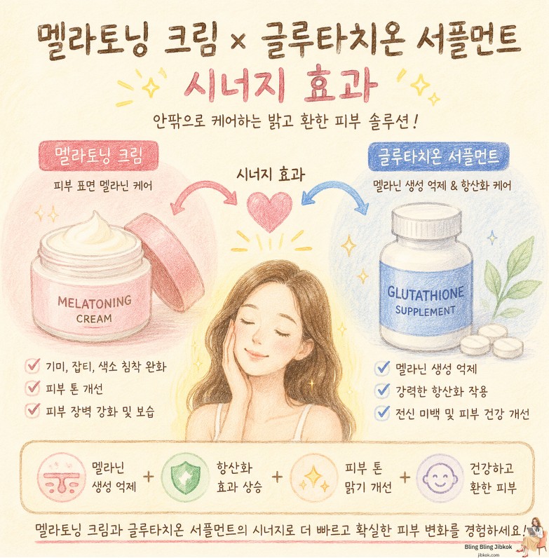멜라토닝 크림과 글루타치온 영양제 시너지 효과 (glutathione supplement whitining)