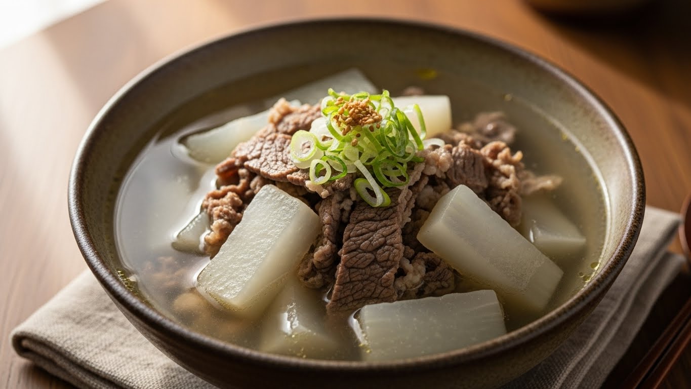 소고기무국 완성 모습 국물이 맑은 집밥 요리