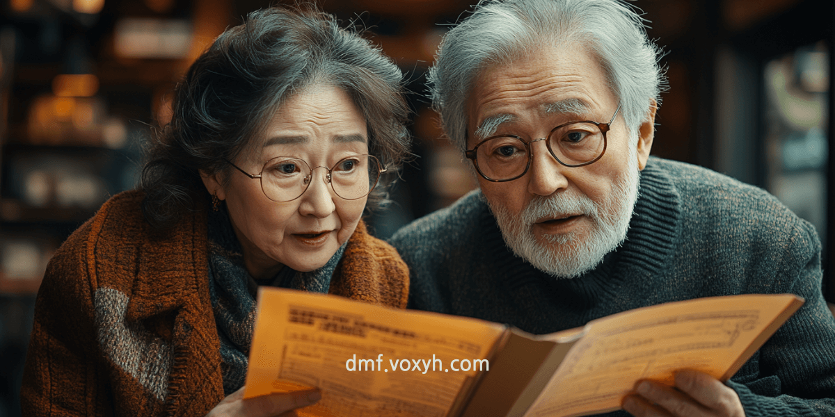 국민연금 납부액 조회 검토를 하는 노부부