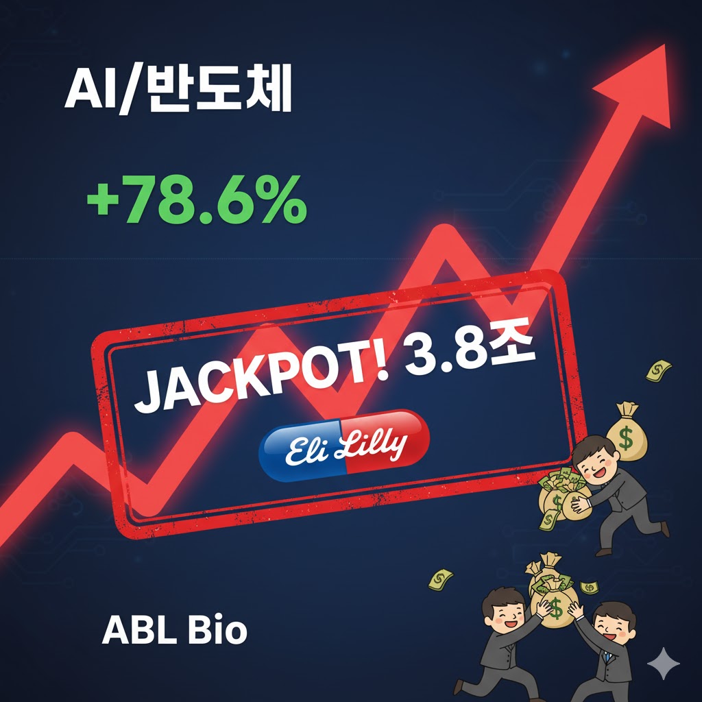 '에이비엘바이오 +78.6%' 떡상 '주가 불기둥' 차트와 '3.8조 기술 수출!' 잭팟 도장