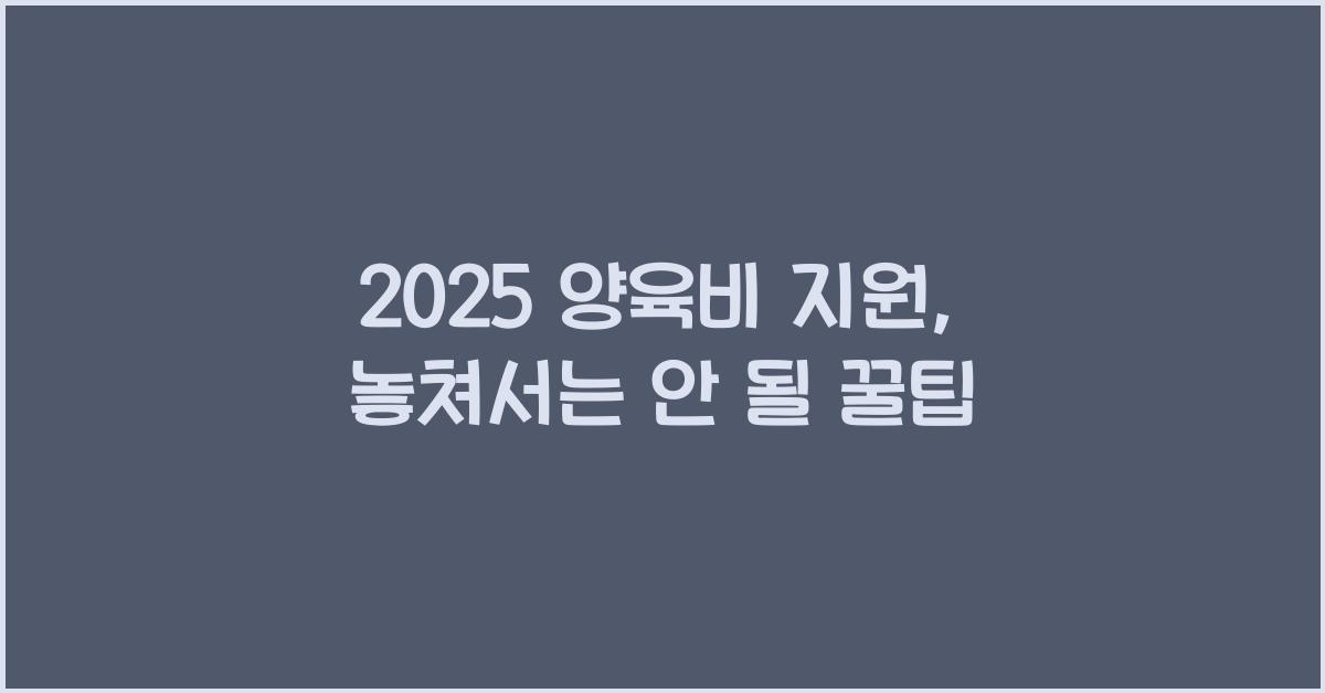 2025 양육비 지원