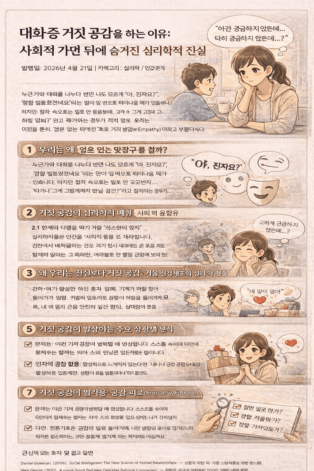 대화 중 거짓 공감을 하는 이유 인간관계를 지탱하는 &lsquo;가짜 리액션&rsquo;의 심리학