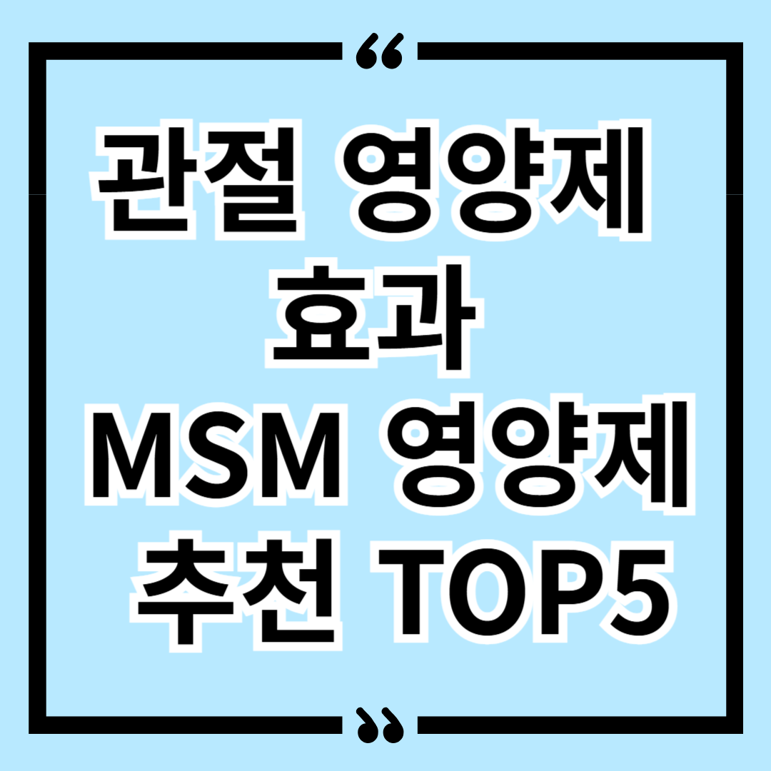 관절 영양제 효과 MSM 영양제 추천 TOP5