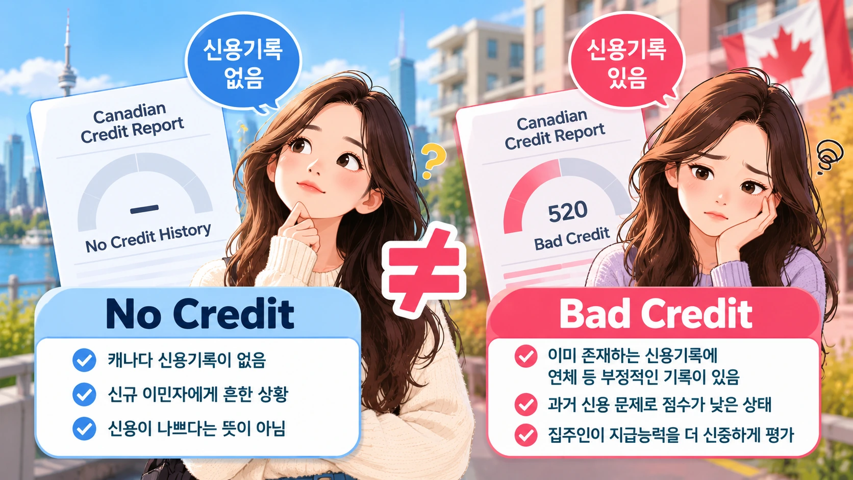 캐나다 No Credit과 Bad Credit 차이
