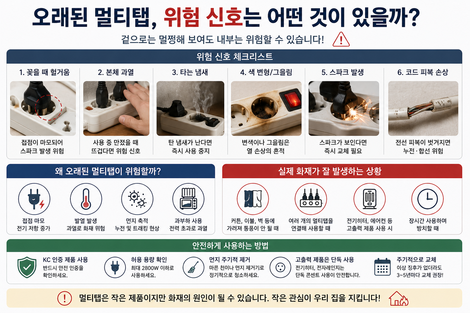 오래된 멀티탭 위험신호 인포그래픽