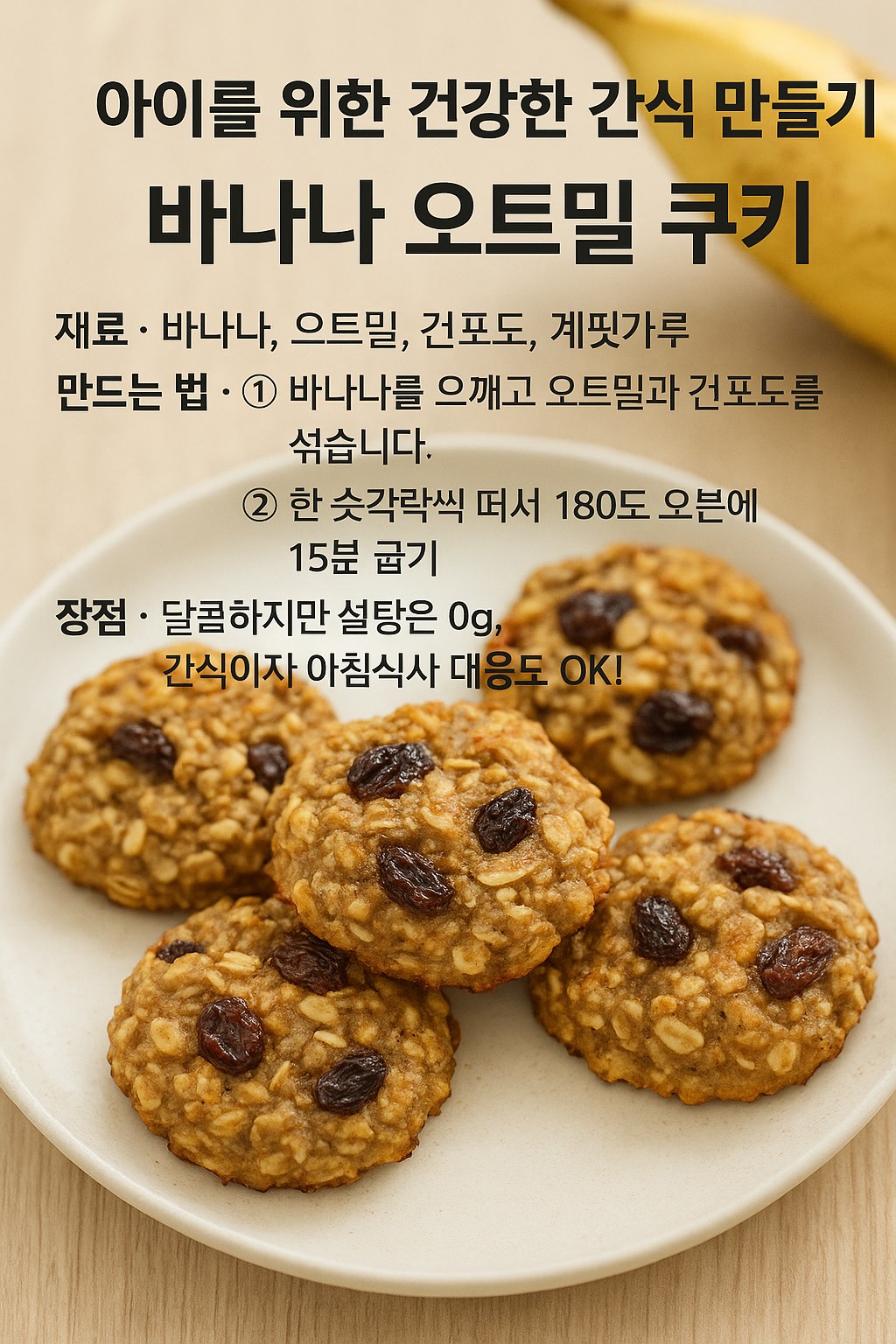아이를 위한 건강한 간식 만들기 - 바나나 오토 밀 쿠키