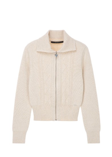 게스진 여성 카라 크롭 스웨터 집업 YM1S2661