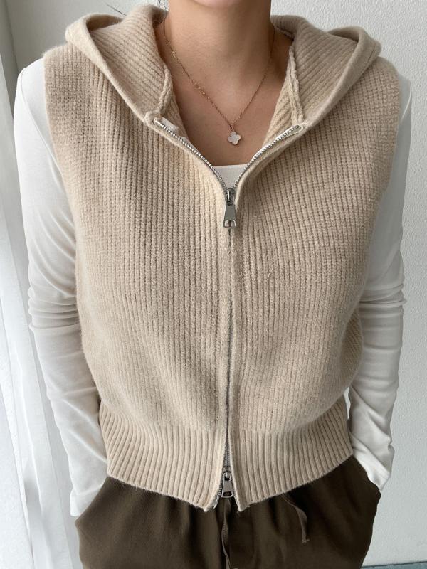 밀키웨이 니트후드조끼 마젤 후드집업 크롭 가을 여성 니트