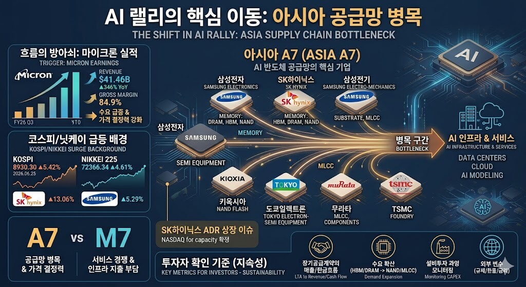 AI 랠리의 돈은 왜 아시아 반도체로 향했나｜A7 기업과 메모리 슈퍼사이클 분석
