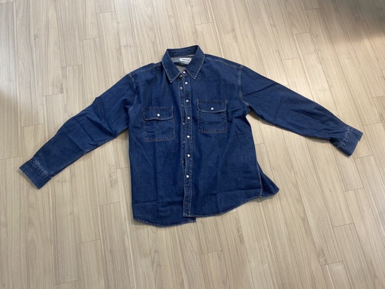 세인트페인 SP 버튼 다운 데님 자켓 셔츠 남방 오버 셔츠 블루