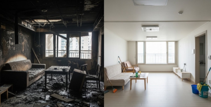 주택 화재청소 전후