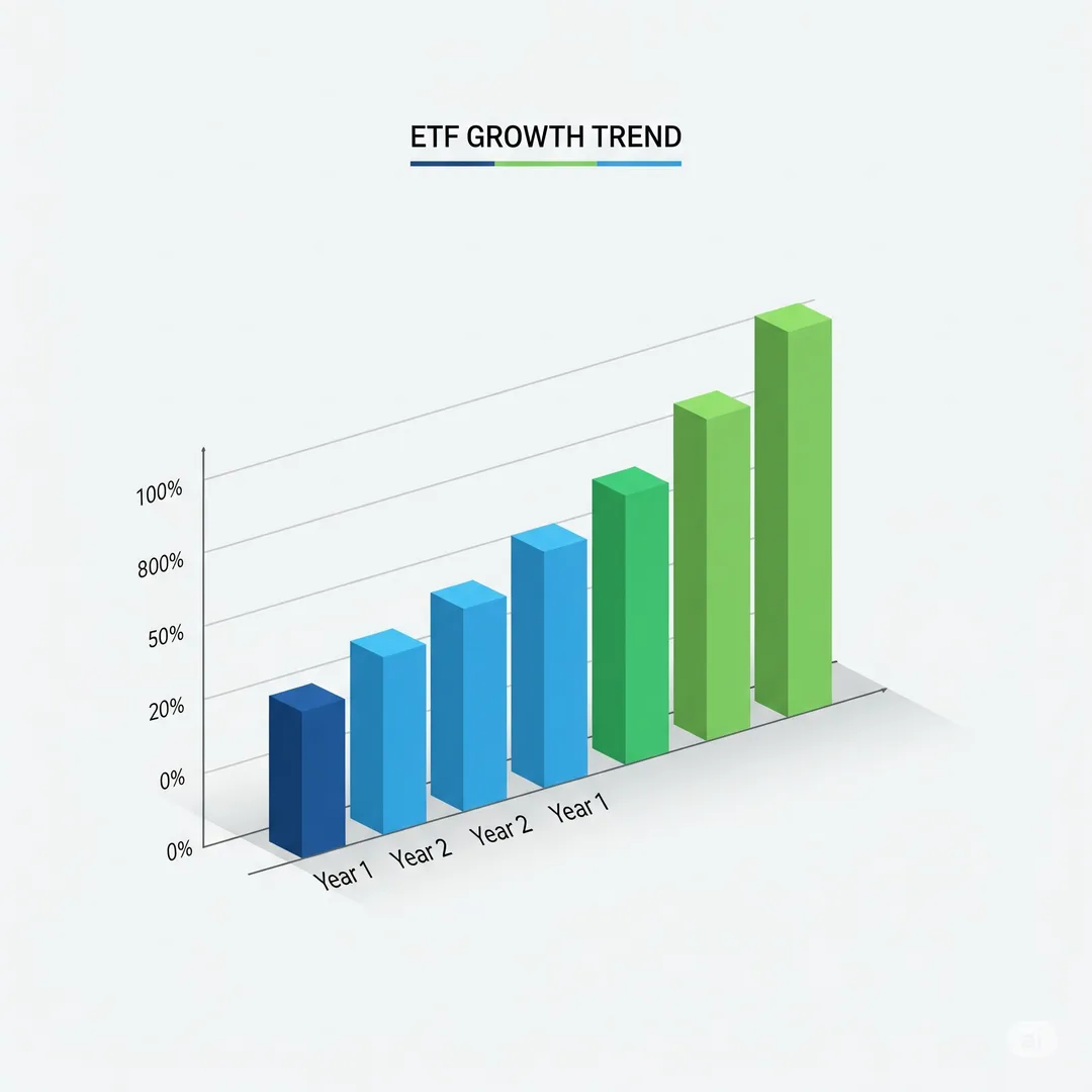 ETF 상승 추세를 나타내는 3D 바 그래프