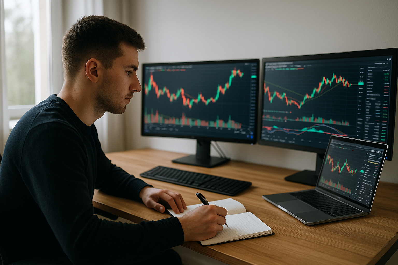 리서칭을 하는 주식 투자자 이미지