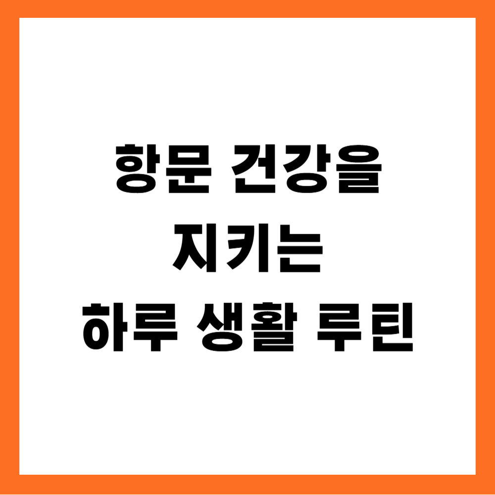 항문 건강을 지키는 하루 생활 루틴