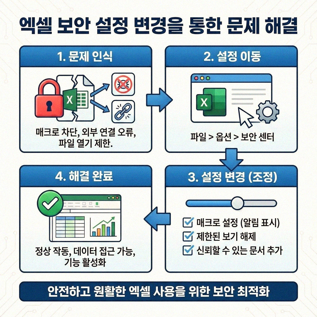 엑셀 매크로 버튼 클릭해도 반응 없을 때 보안 설정 해결법