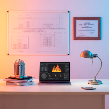 소방기술사 업무환경 책상 이미지