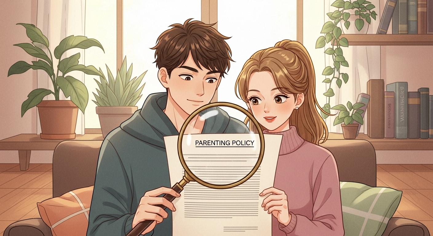 핵심 정책 알아보고 있는 부부