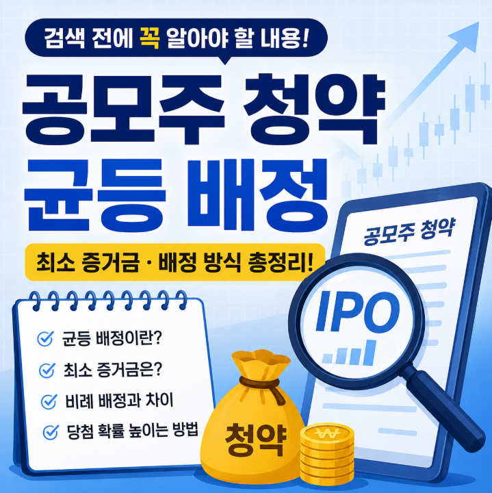 공모주 청약 균등 배정 뜻은? 최소 증거금부터 당첨 확률까지 총정리