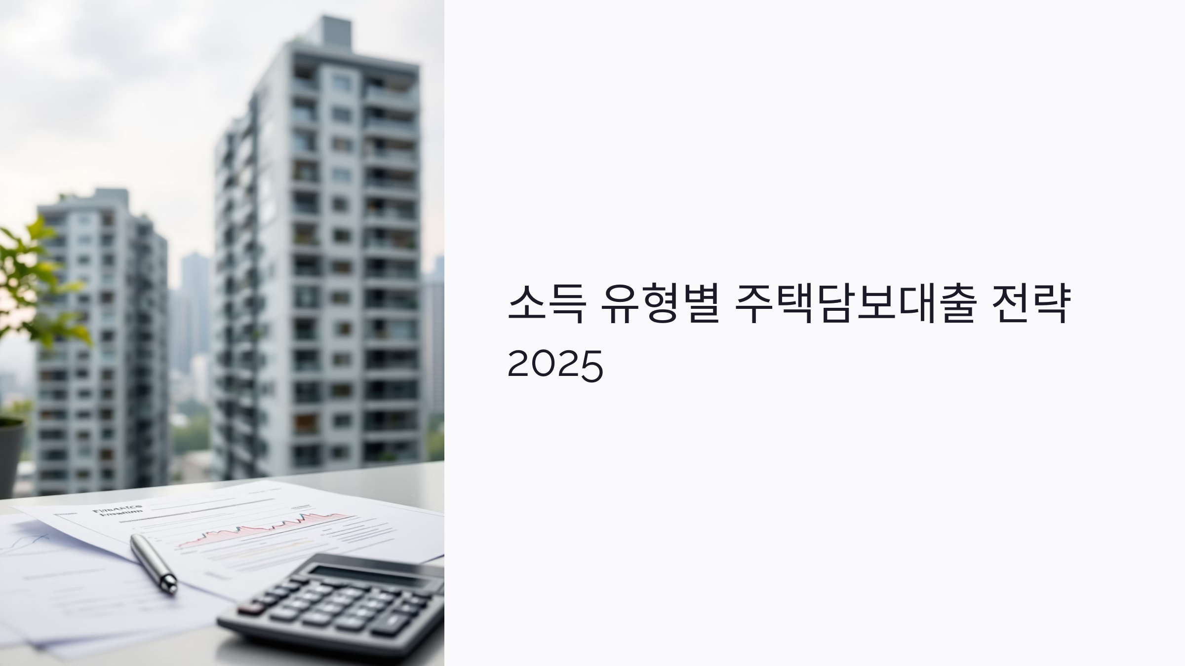 소득 유형별 주택담보대출 전략 2025: 고소득부터 자영업자까지