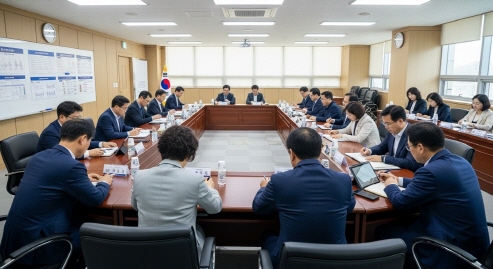 판정회의를 준비 중인 위원회 회의실