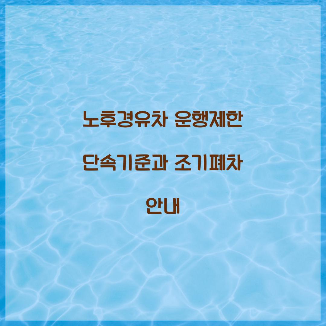 노후경유차 운행제한 단속기준