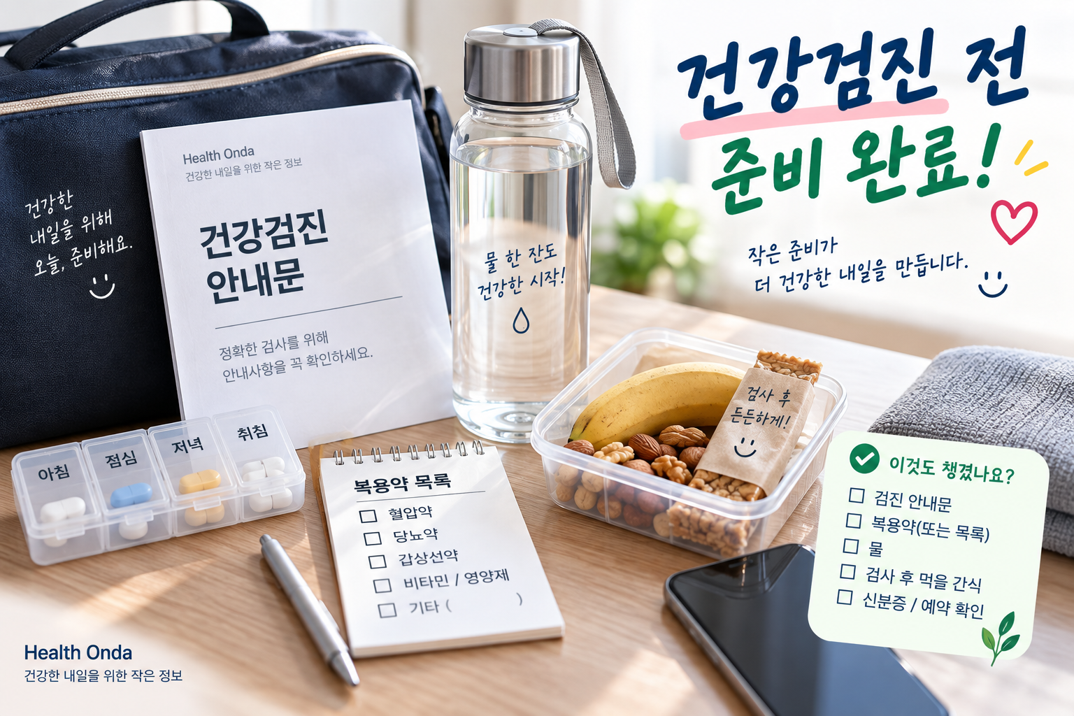 금식 시간과 약물 복용 안내 확인을 돕는 이미지