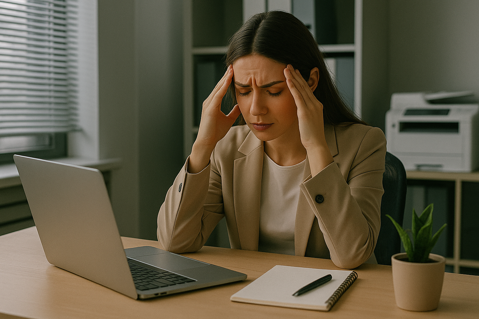 사무실에서의 피로한 순간