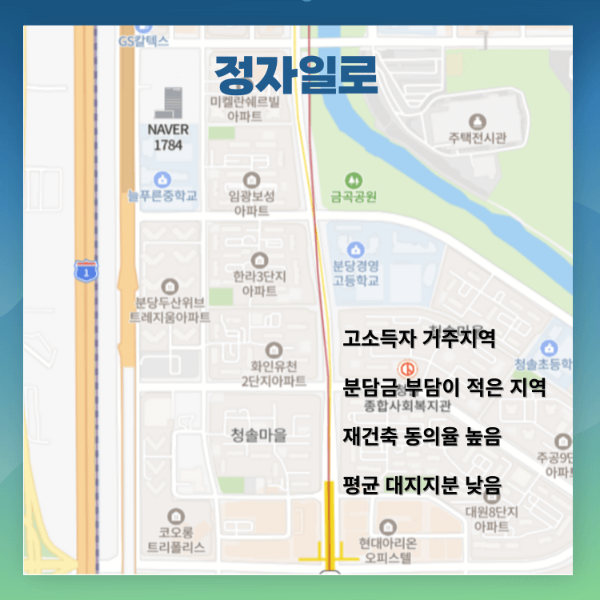 분당 재건축 선도지구 단지 아파트 정자일로 단지 지도