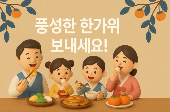 가족-추석-인사말-가족-음식