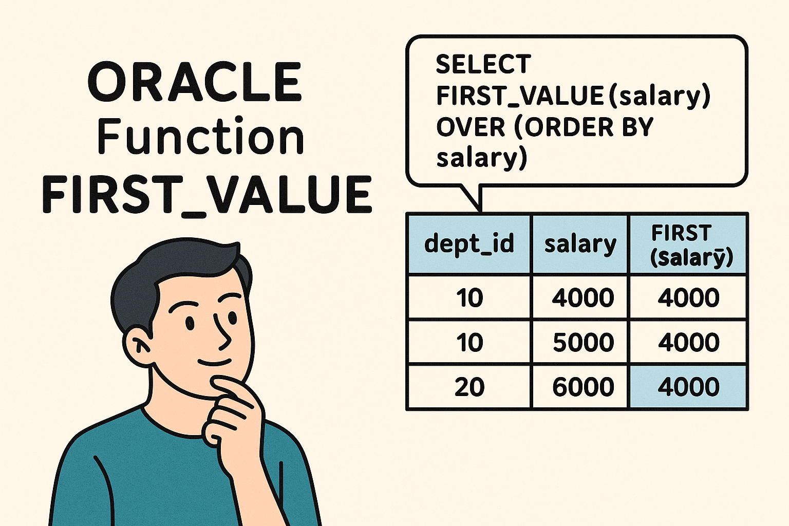 오라클 FIRST_VALUE() 함수 실전 예제 모음: PARTITION BY와 함께