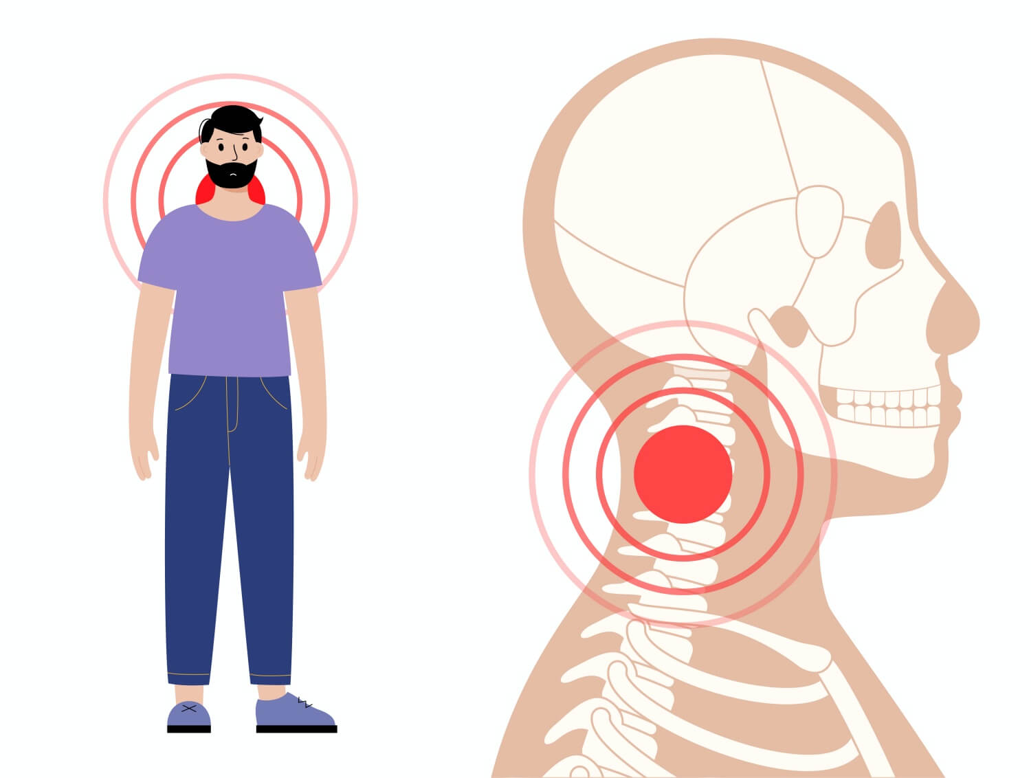 목디스크가-발생한-사람과-통증-부위
