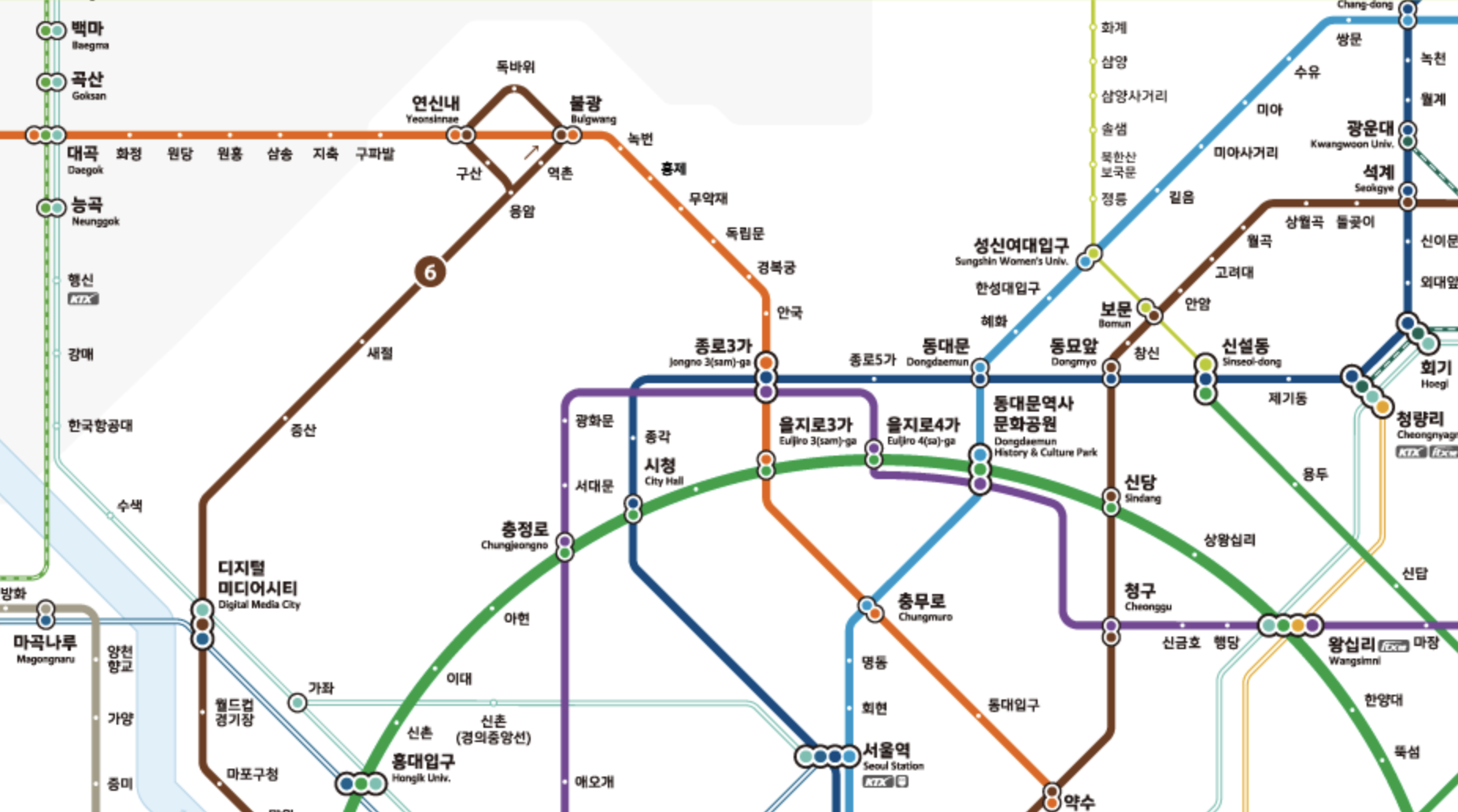 지하철 노선에 사용된 서울알림체