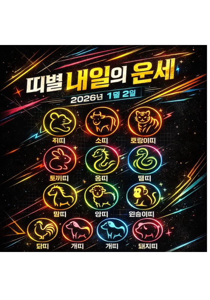 1.띠별 내일의 운세 2026년1월2일