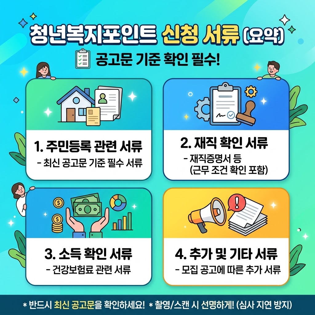 청년복지포인트 신청 서류 준비 항목