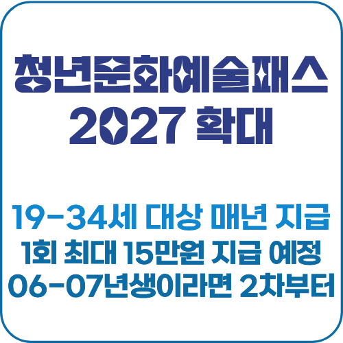 청년문화예술패스 2027 확대 썸네일